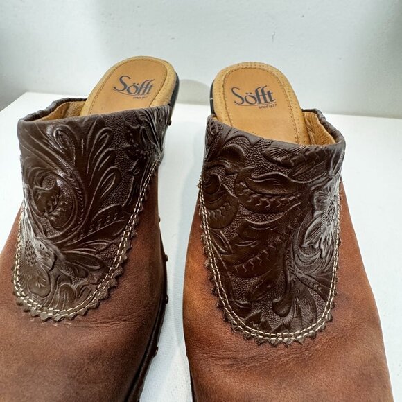 Sofft Women's Mules Studded Wedge Slip On Heels - Brown - 6M - Picture 3 of 12